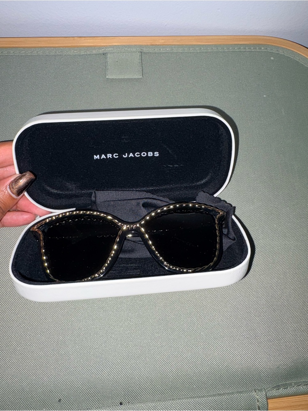 Marc Jacobs Black Sunglasses with Gold Stud Accents